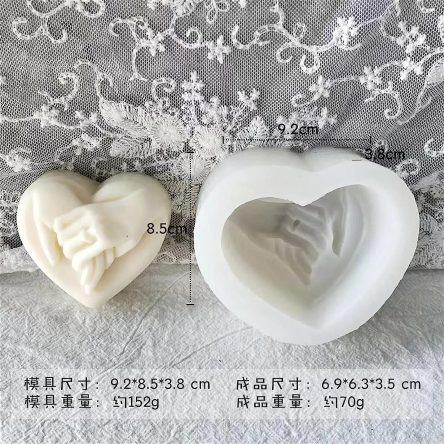 1pc Heart Shaped Hand In Hand Valentine's Day Silicone Mould For Baking & Candle Making