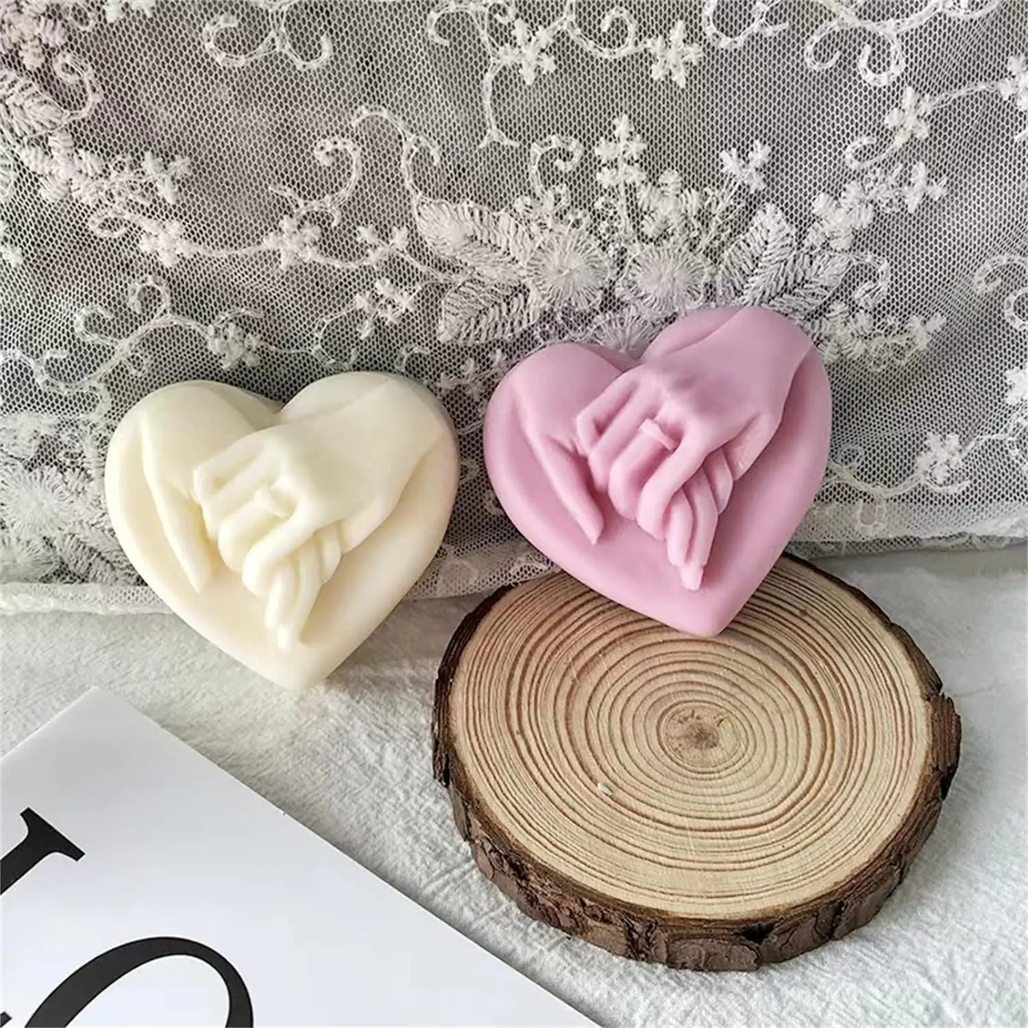1pc Heart Shaped Hand In Hand Valentine's Day Silicone Mould For Baking & Candle Making