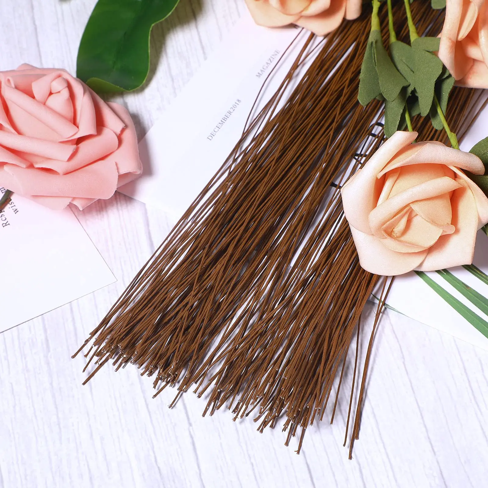20/22/24/26/28/30 gauge brown floral wire 50 pcs