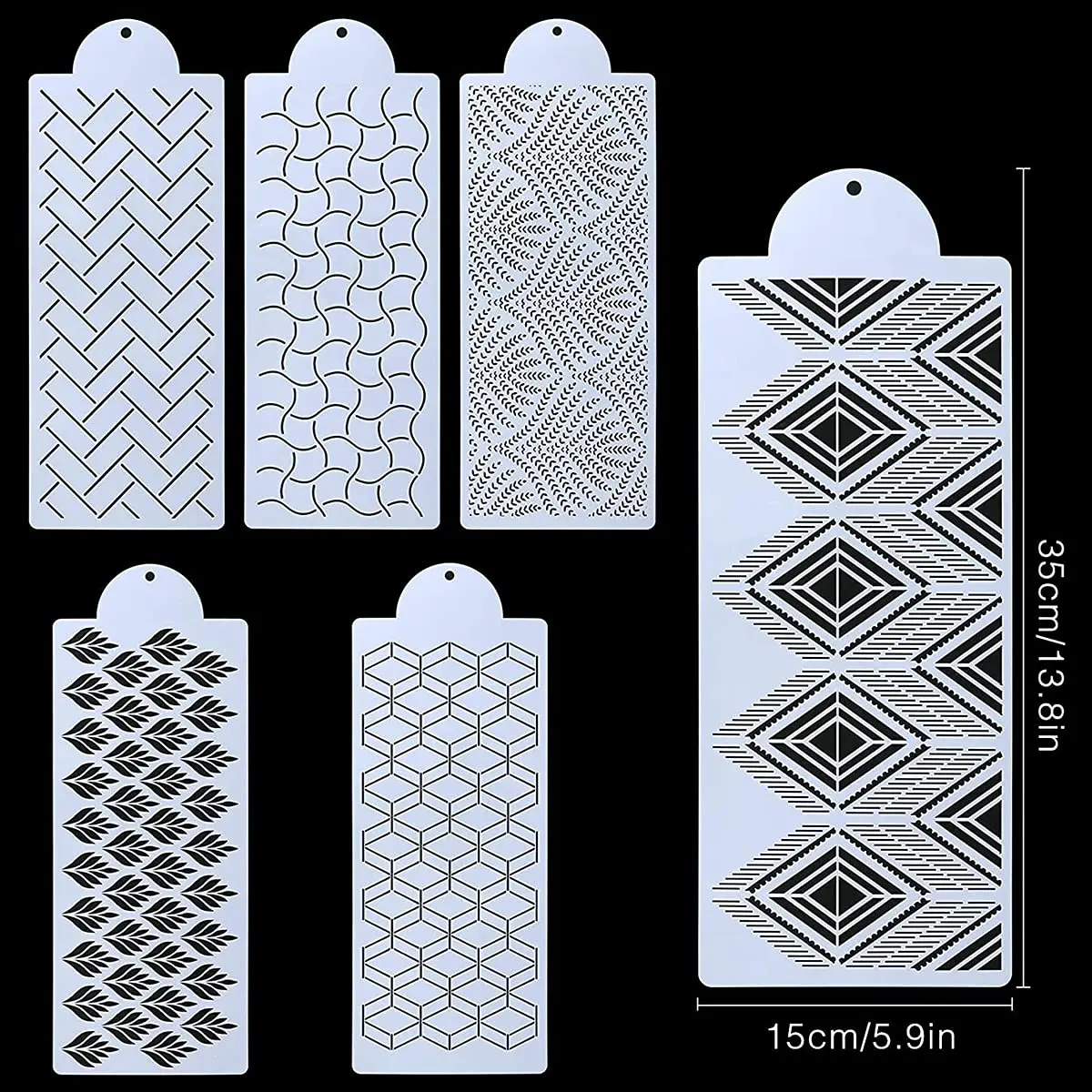 6 pcs texture Decoration icing Stencils style 11