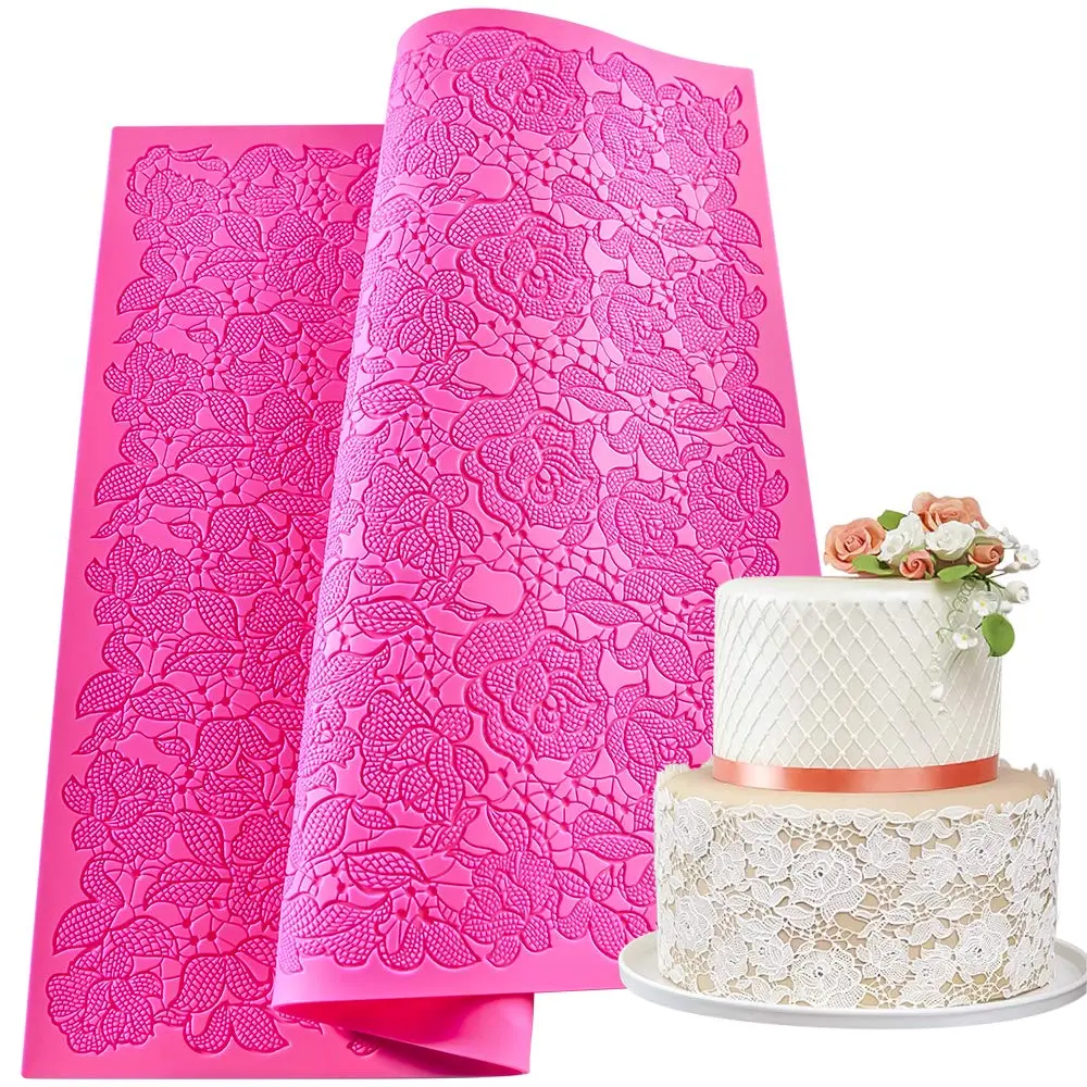 Large mat Rose flower texture Lace silicone mould