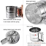 One-Handed Flour Sifter,Stainless Steel Flour Icing Sugar Sifter