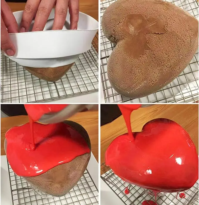 6-Inch Heart Silicone Mold for Baking Mousse Cake Mold Chocolate Dessert Mold,Easy Release Non Stick Silicone mould entremet mould