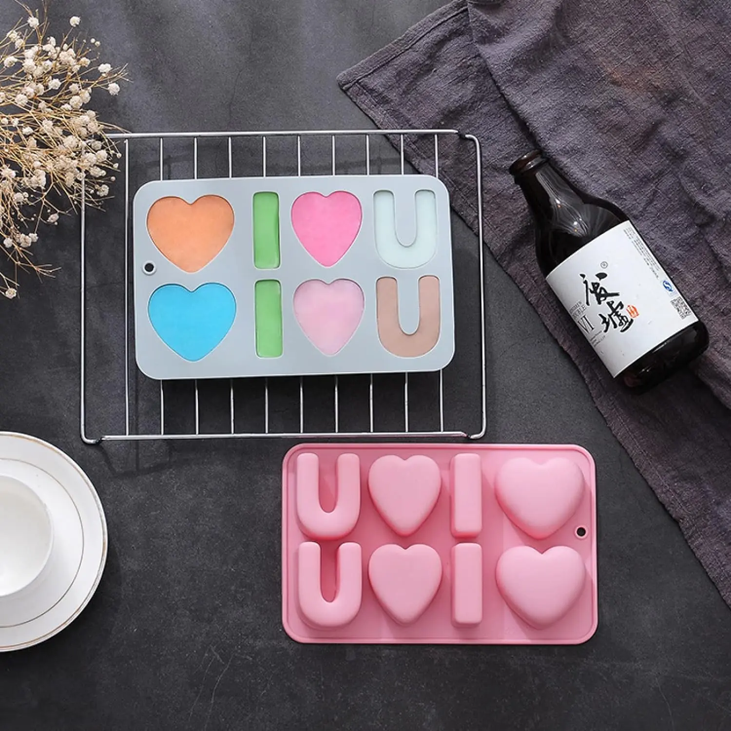 1pc I Love you with heart Silicone Mould