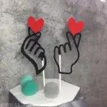 2 pcs Finger crossed with holding heart cake topper set