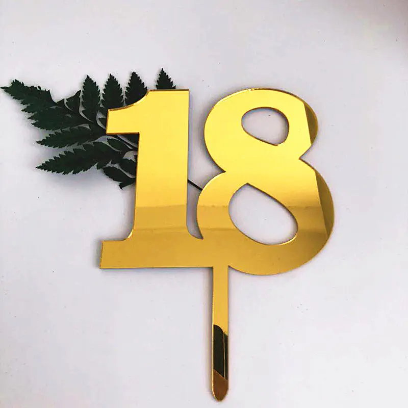 Golden 18th happy birthday cake topper