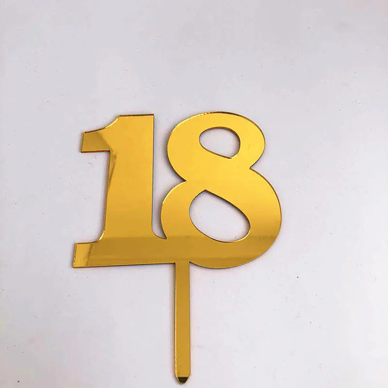Golden 18th happy birthday cake topper