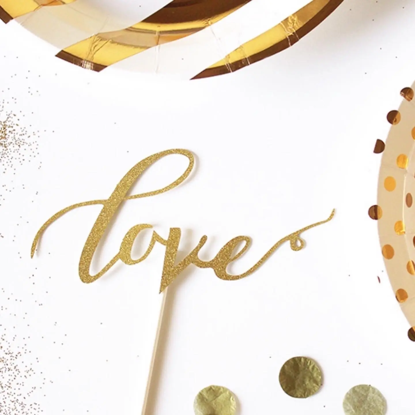 1 pcs love glitter paper topper