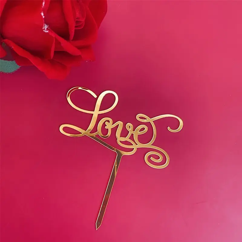 1 pcs golden Love acrylic love topper