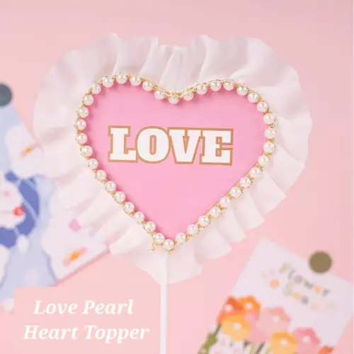 1 pcs lace pearl Love heart topper
