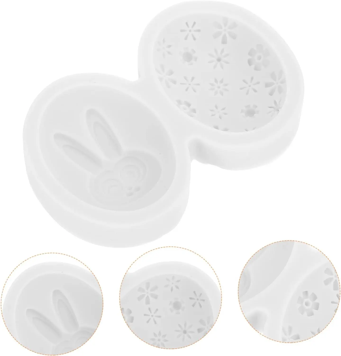 2 cavity Easter egg rabbit texture Silicone Fondant Mould