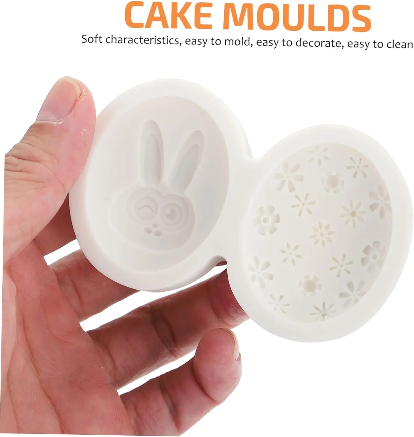 2 cavity Easter egg rabbit texture Silicone Fondant Mould