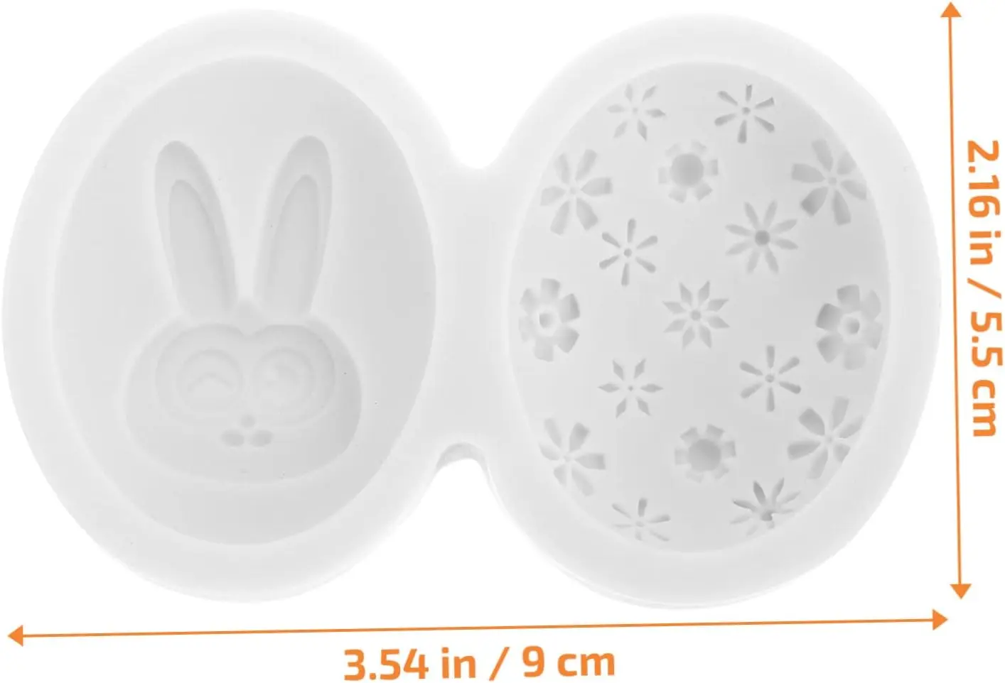 2 cavity Easter egg rabbit texture Silicone Fondant Mould