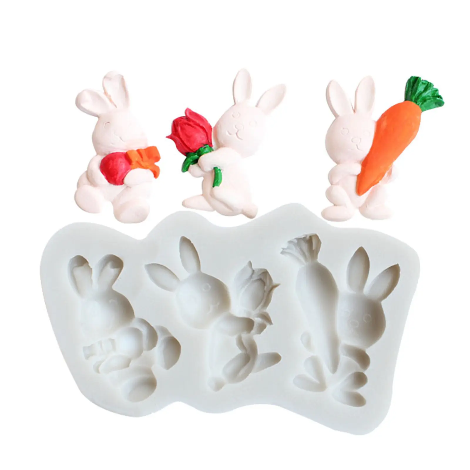 3 cavity Rabbit Easter Silicone Mold
