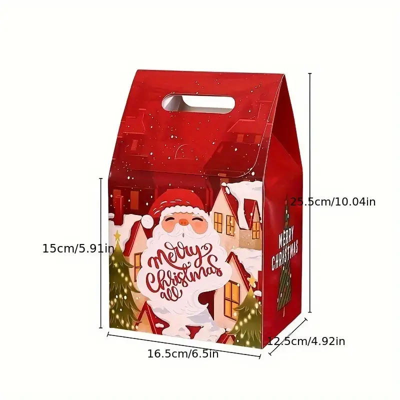1Pcs Red Big Santa Christmas Baking Paper Tote Bag 15cm x 16.5cm x 12.5cm x 25.5cm