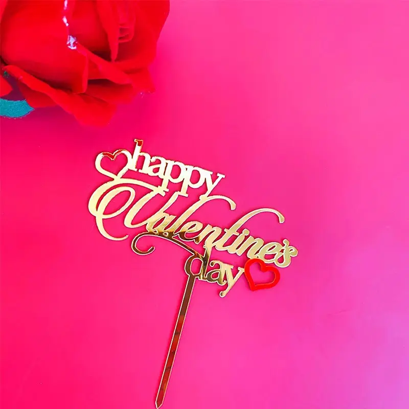 1 pcs happy Valentine with red Day cake topper