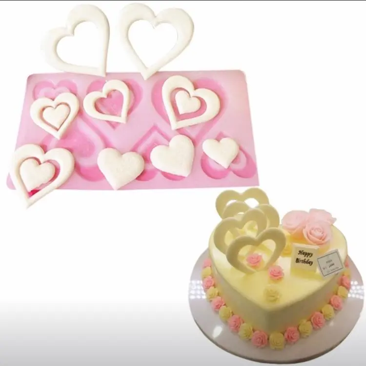 Double heart chocolate garnish mould