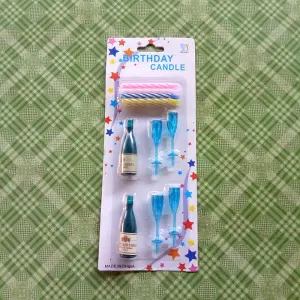 Champagne Bottle Candle with Glass Cake Decoration Champagne Bottle Shape Candles for Birthday