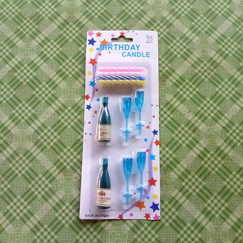 Champagne Bottle Candle with Glass Cake Decoration Champagne Bottle Shape Candles for Birthday
