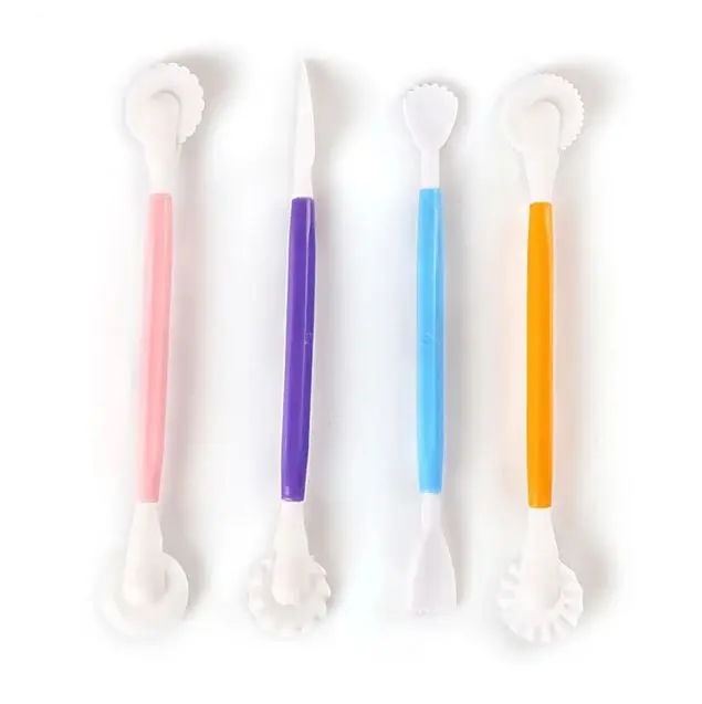 4 Pcs Fondant Cake Decorating Modeling Tools 8 Flower Decor Patterns Cake Engraving Pen Cake Craft Mold Tool Set