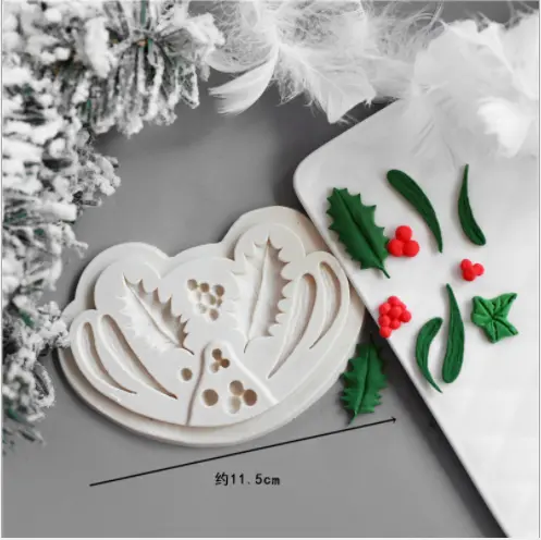 Holly berry leaf christmas silicone mould