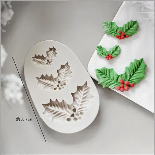 Holly leaf christmas silicone mould