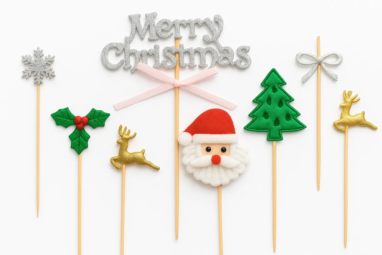 8 pcs Christmas Theme cake cupcake topper set (Style 13)
