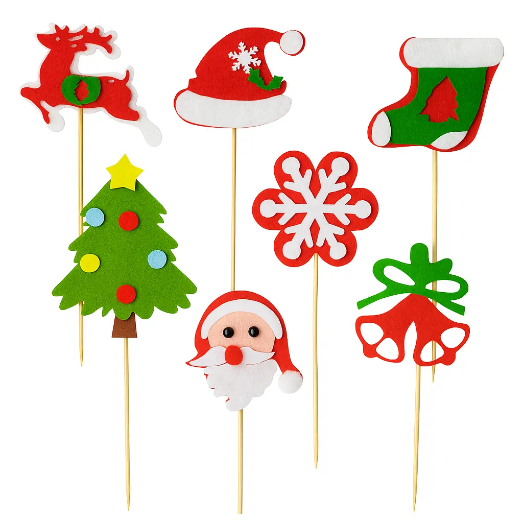 7 pcs Christmas Theme cake cupcake topper set (Style 19)