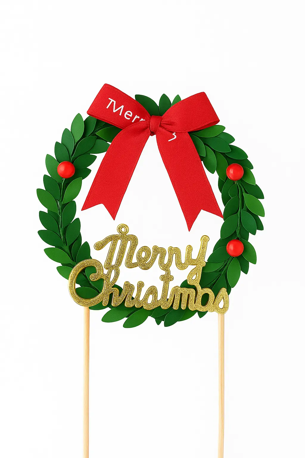 1 pcs Large Garland theme Merry Christmas Cake Topper style 2