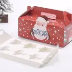 1Pcs 6Cavity Cupcake Box Santa Cupcake Box For Mousse,Pudding,Pastry