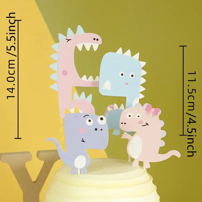 4 pcs Dinosaur theme cake topper set