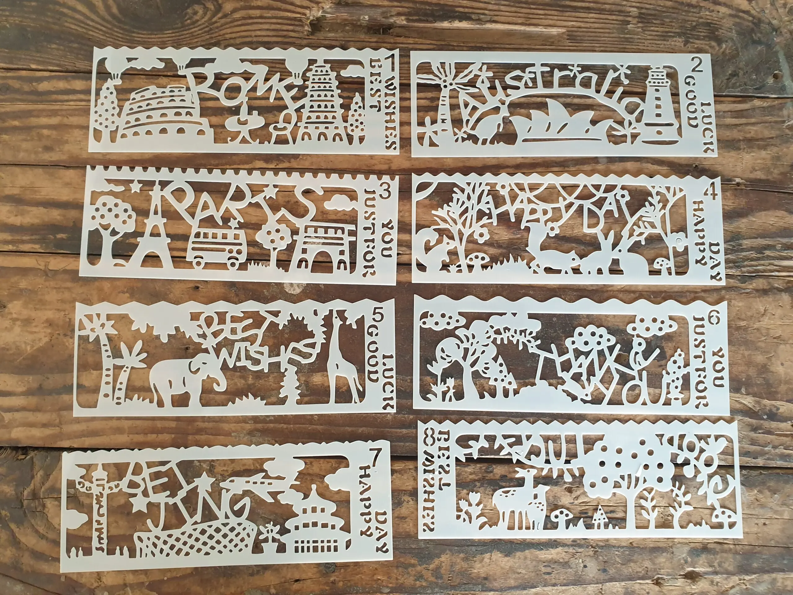 8 pcs Travel Vacation around the world Decoration icing Stencils set