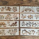 8 pcs Flowers and plant Theme Decoration icing Stencils set