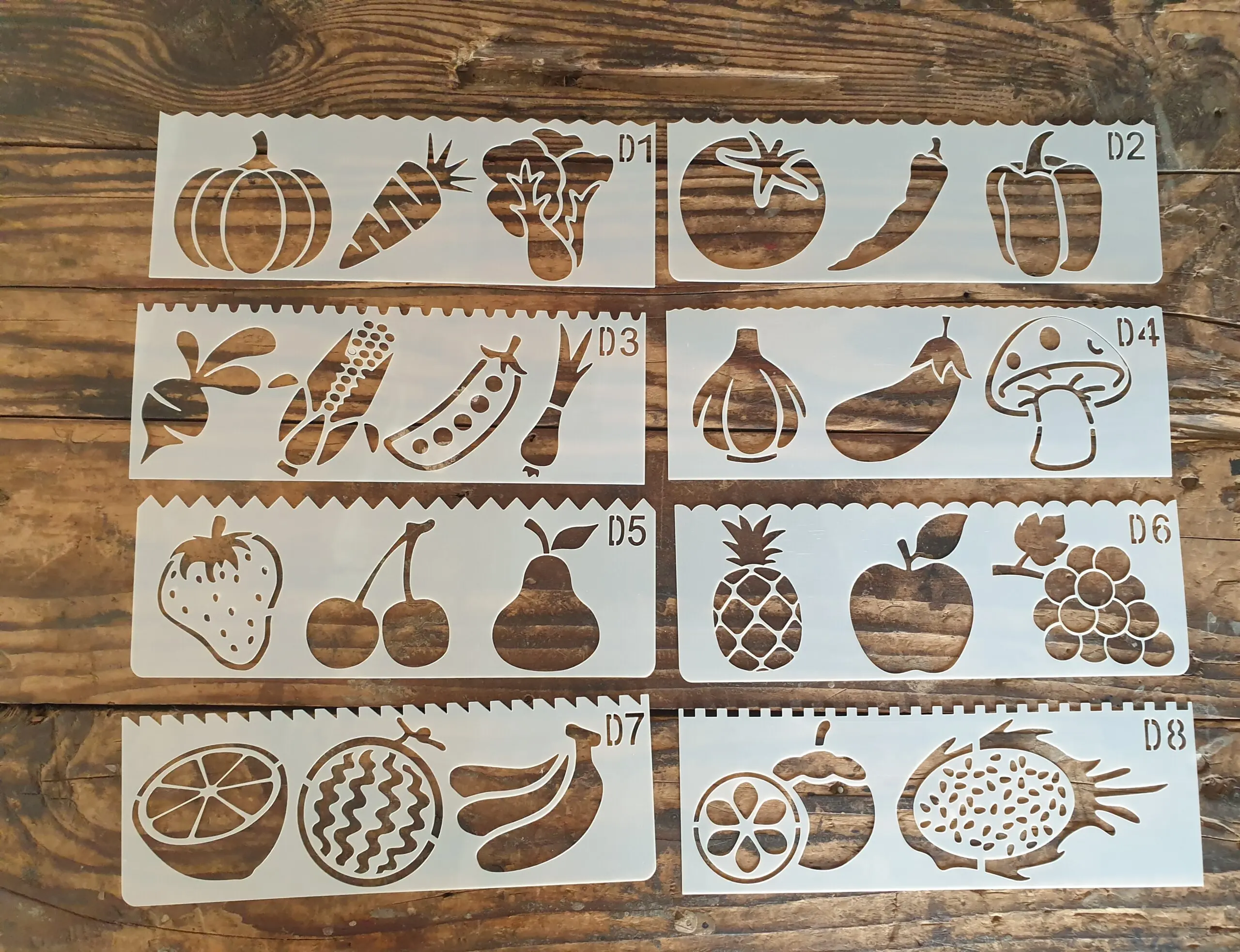 8 pcs Fruits and vegetables Theme Decoration icing Stencils set