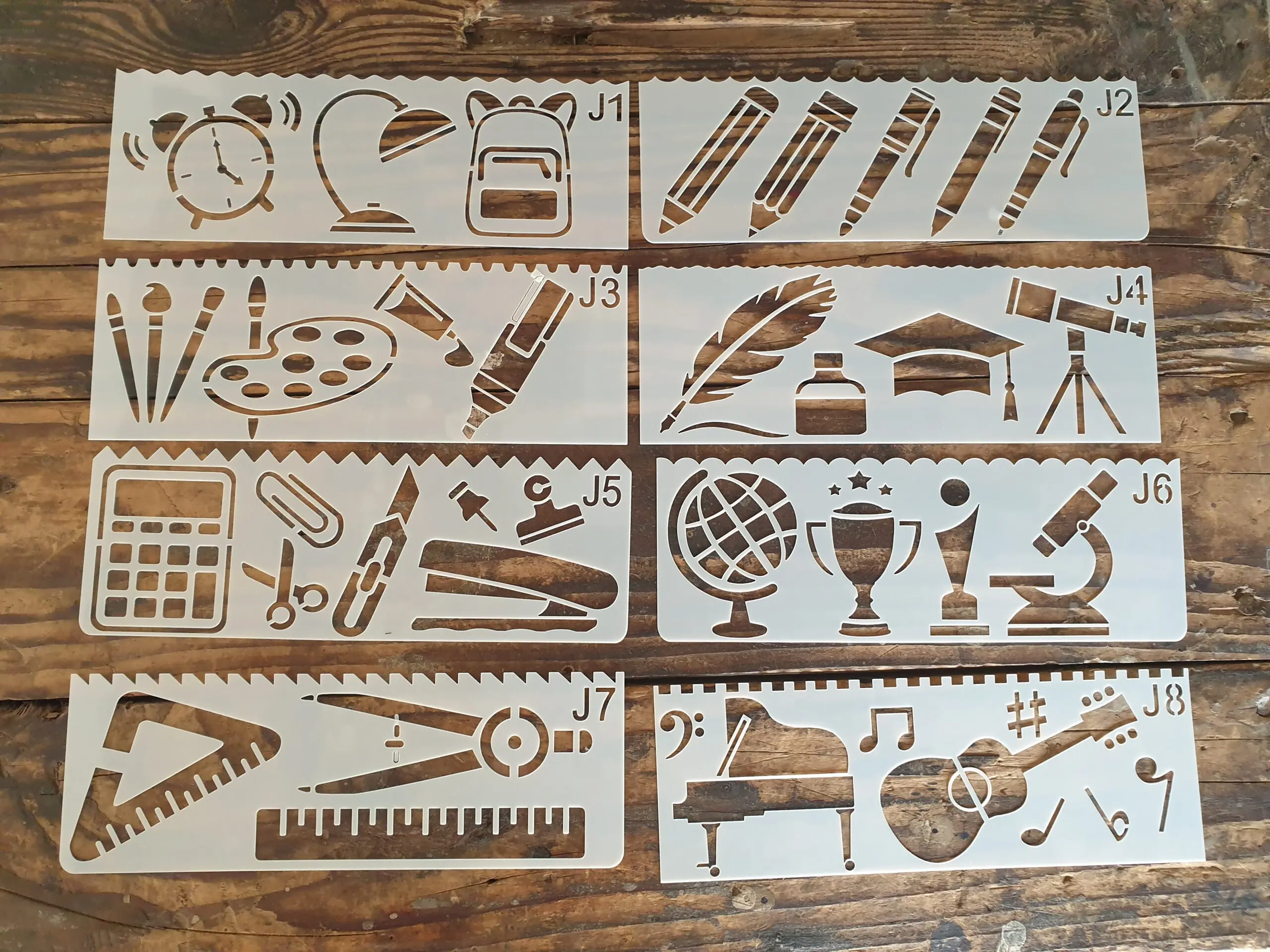 8 pcs School Study and Music Theme Decoration icing Stencils set