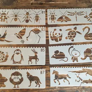 8 pcs Animal and Insects Theme Decoration icing Stencils set