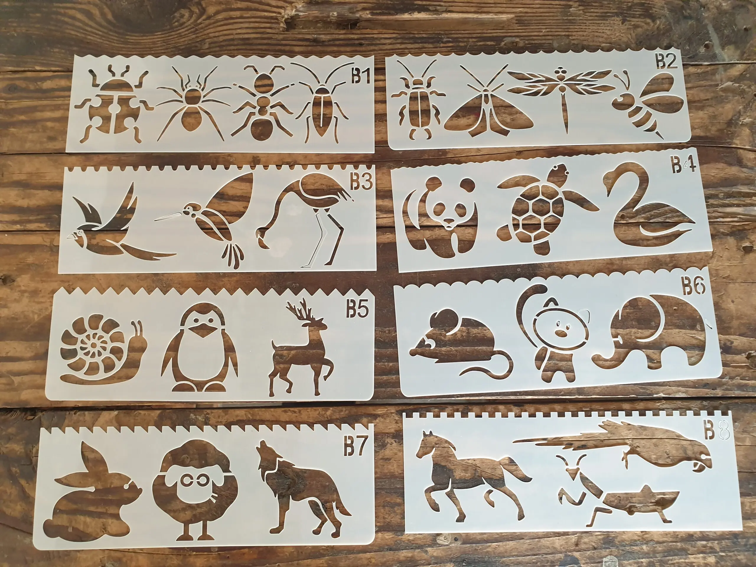 8 pcs Animal and Insects Theme Decoration icing Stencils set