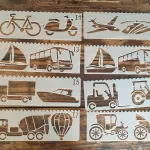8 pcs Vehicles Theme Decoration icing Stencils set
