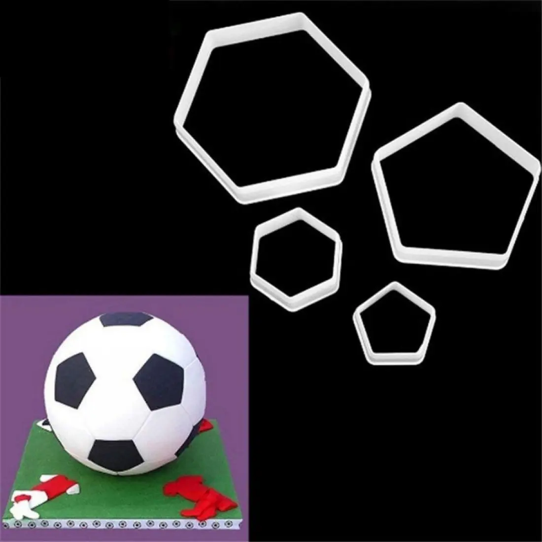 4 pcs Football Fondant Cutter set
