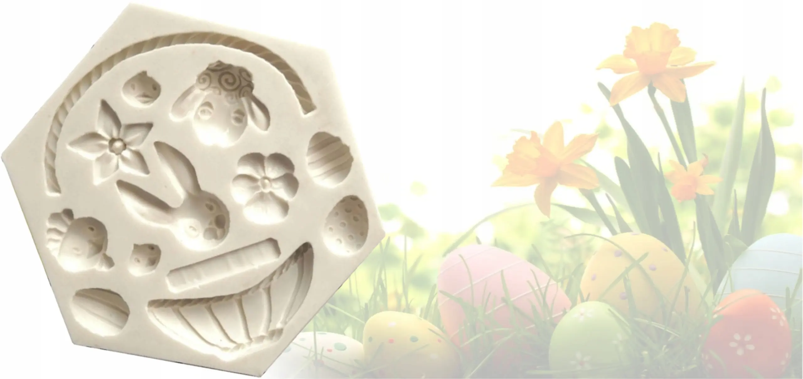 Easter Bunny and Eggs Basket Silicone Mould