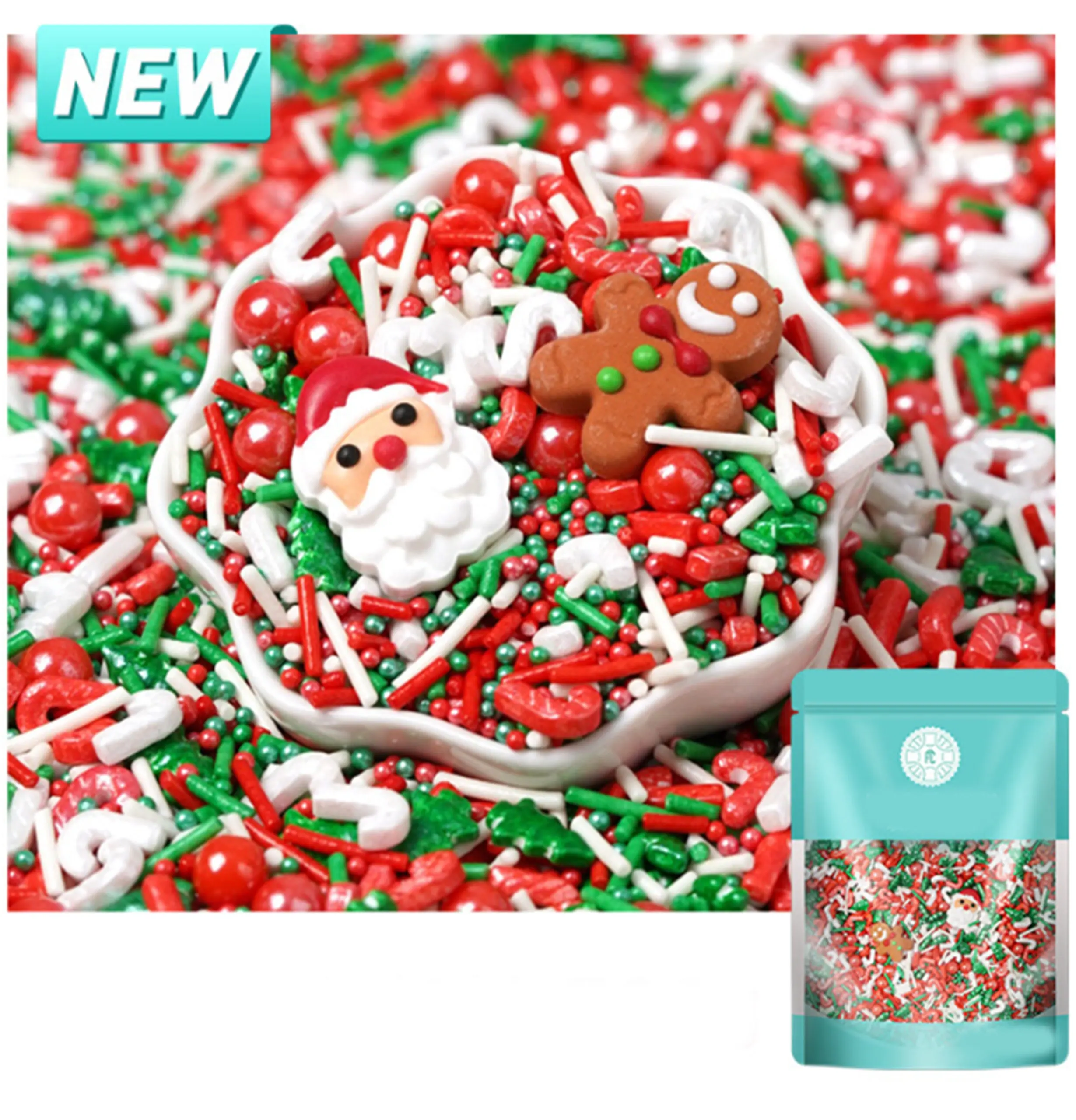 Christmas Santa ginger bread theme Sprinklers 100gm