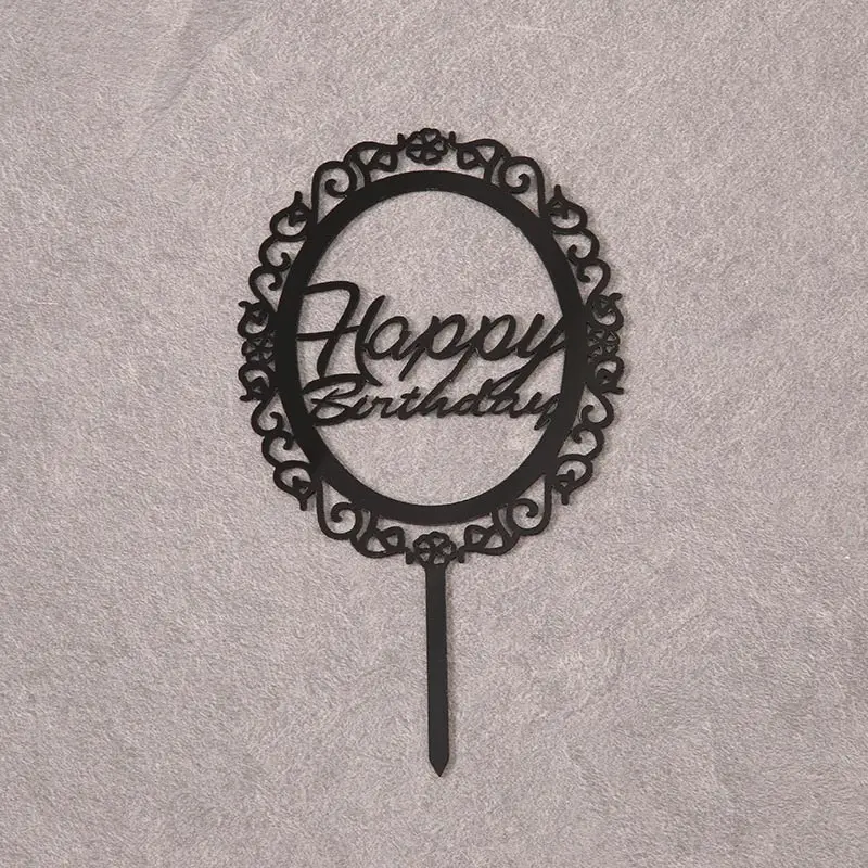 Black mirror frame happy birthday cake topper