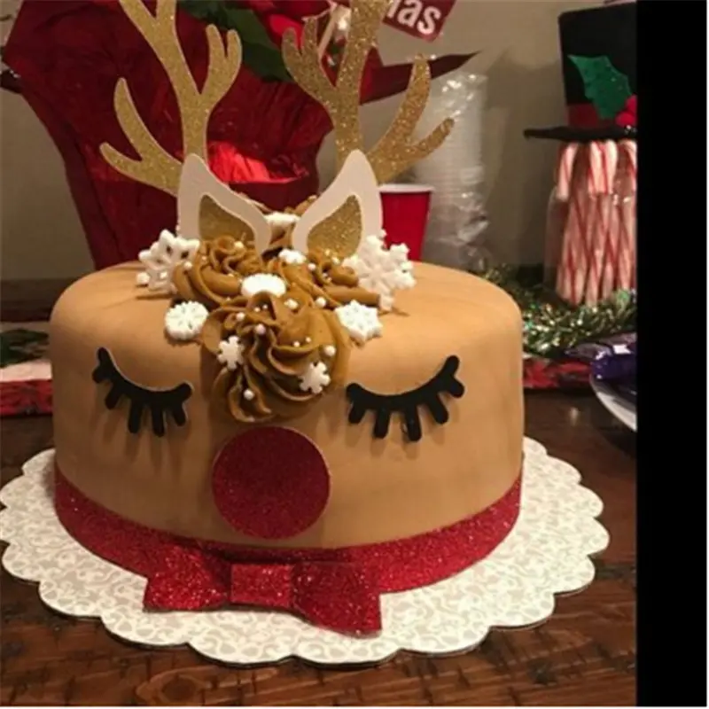 7 pcs Reindeer theme Merry Christmas Topper set for cake decoration
