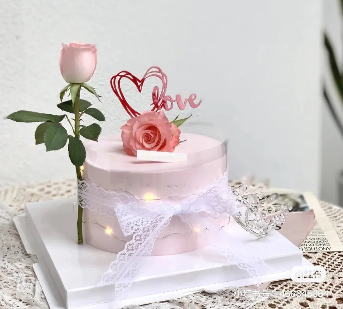 1 pcs red heart love cake topper