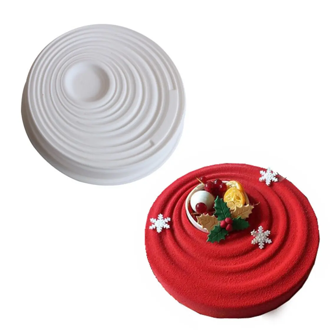 Circular Water Ripple White Mousse Silicone Mould for Mousse Cake entremet mould