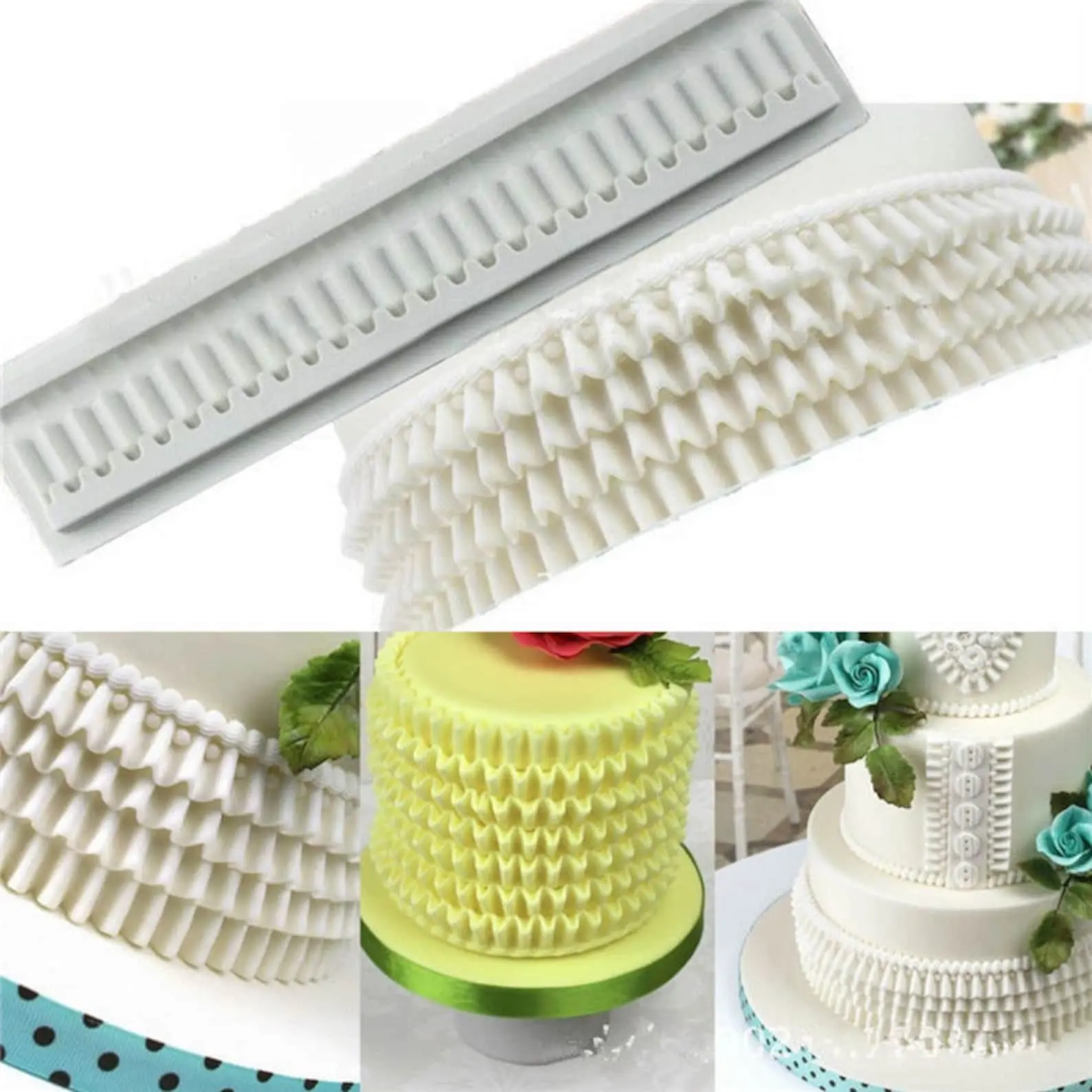Ruffle frill Border silicone mould