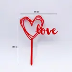 1 pcs red heart love cake topper