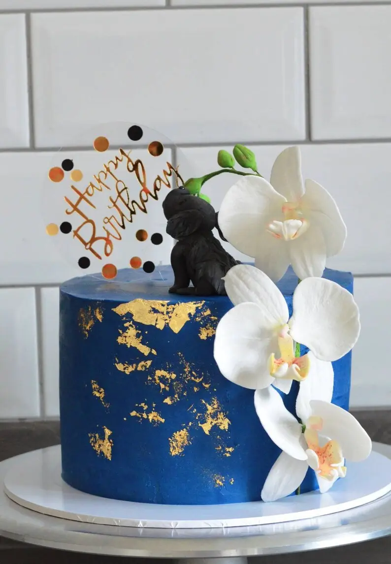 Transparent round happy birthday cake topper