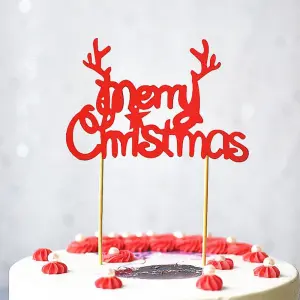 1 pcs red colour Merry Christmas cake topper