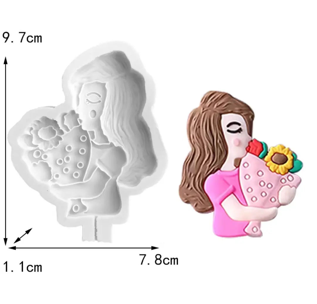 Mom with Bouquet Silicone Mould for Candle, Resin & Cake Decoration